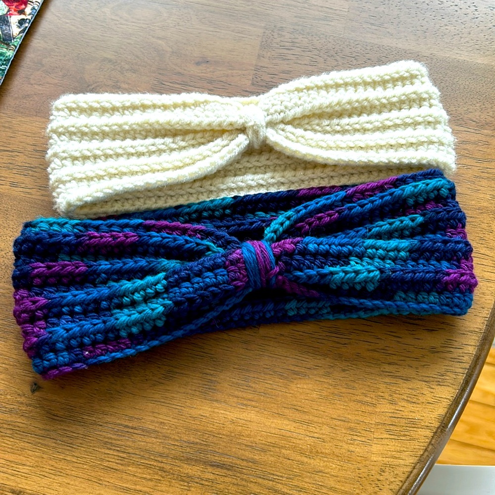 Two NEW handmade knit head wraps